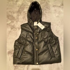 Zara Hooded Faux Leather Vest